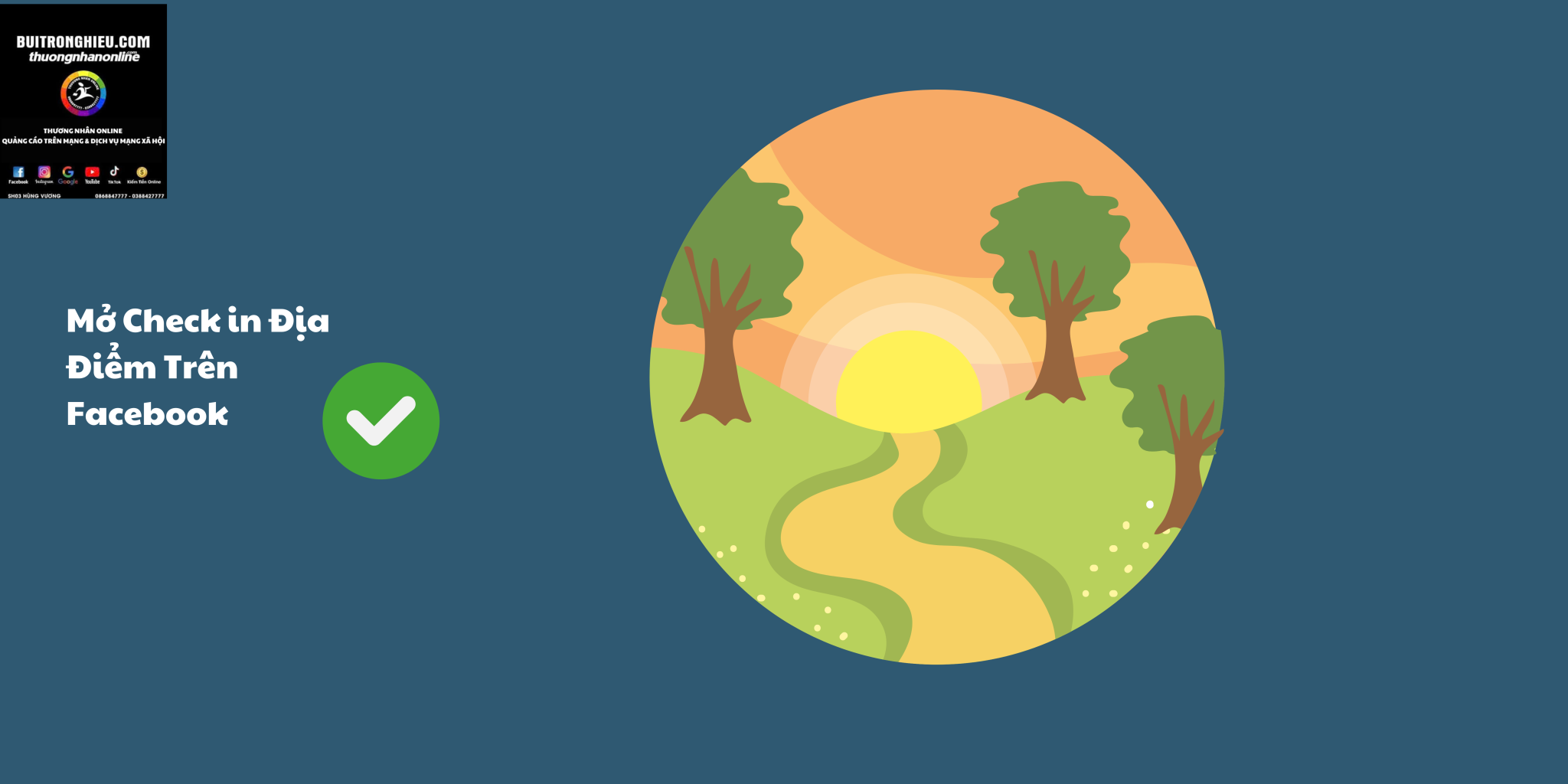 mở check in địa điểm trên Facebook