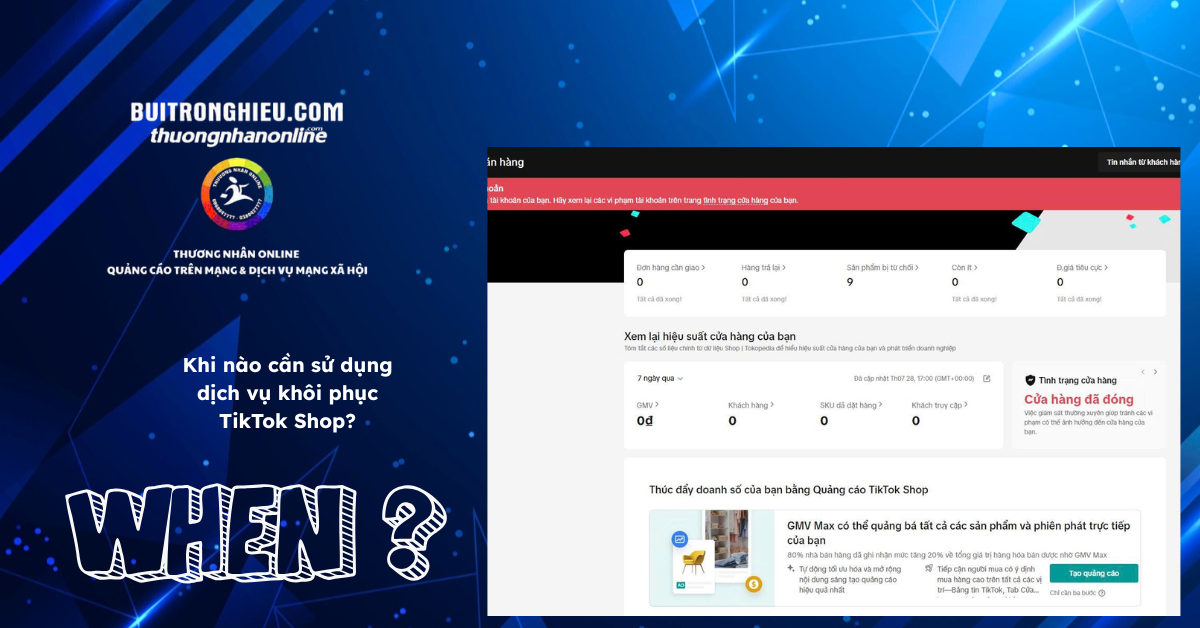 dịch vụ khôi phục cửa hàng TikTok Shop nhanh chóng