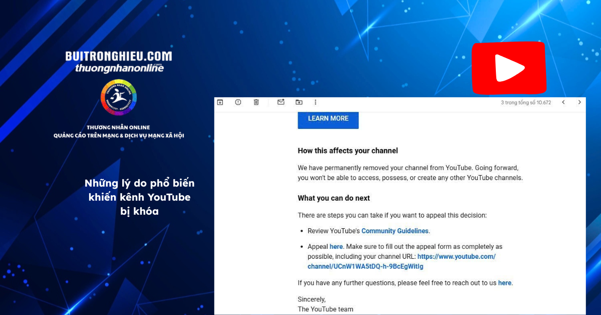 dịch vụ mở khóa kênh youtube uy tín