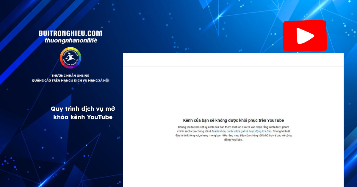 dịch vụ mở khóa kênh youtube nhanh chóng