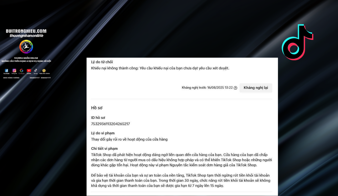 dịch vụ kháng nghị tiktok shop