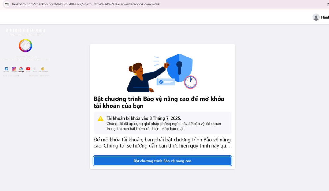 dịch vụ mở khóa bảo vệ nâng cao Facebook uy tín