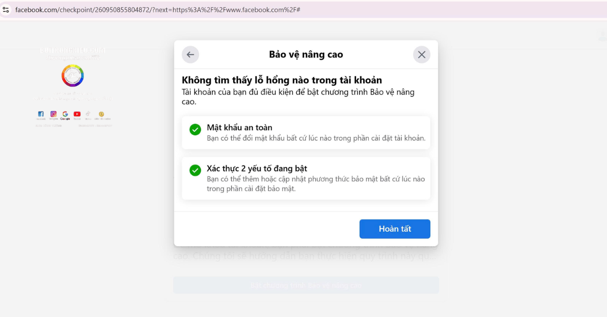 dịch vụ mở khóa bảo vệ nâng cao Facebook