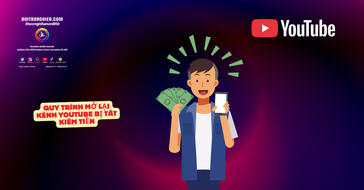 mở khóa kênh youtube bị tắt kiếm tiền