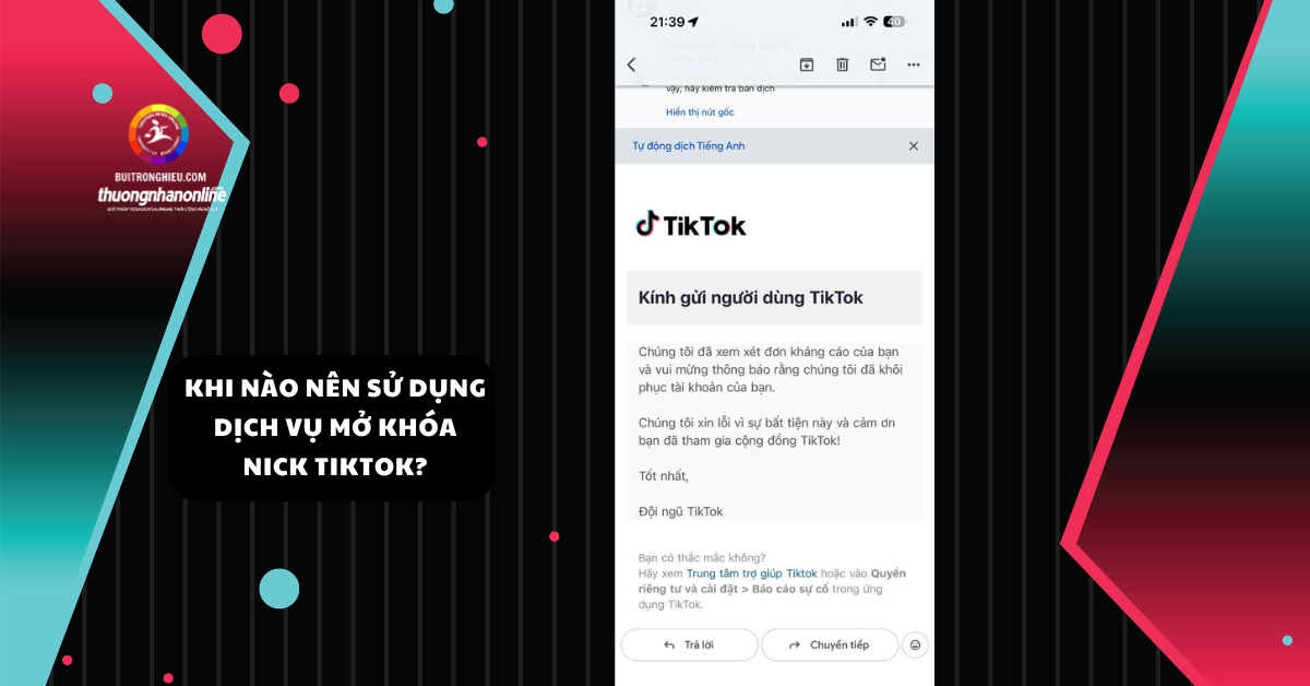 dịch vụ mở khóa nick tiktok uy tín nhanh chóng