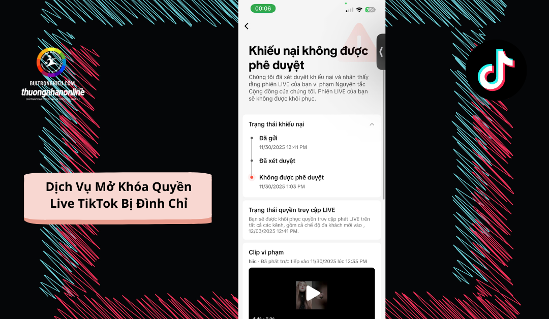 dịch vụ mở khóa quyền live tiktok bị đình chỉ