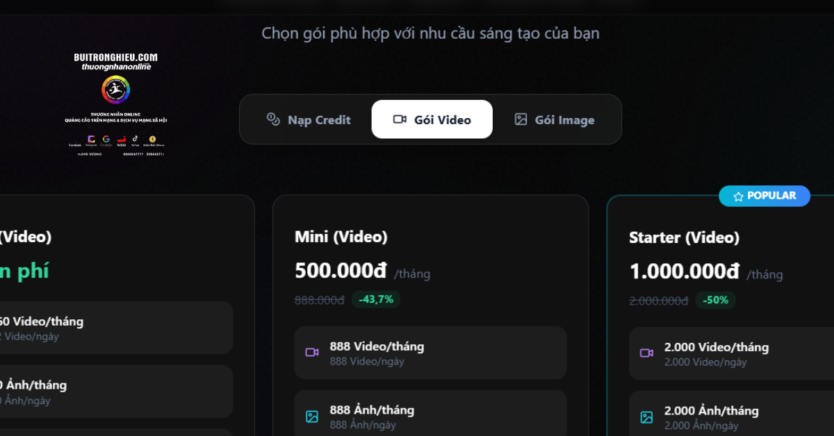 mua tool tạo video ai uy tín