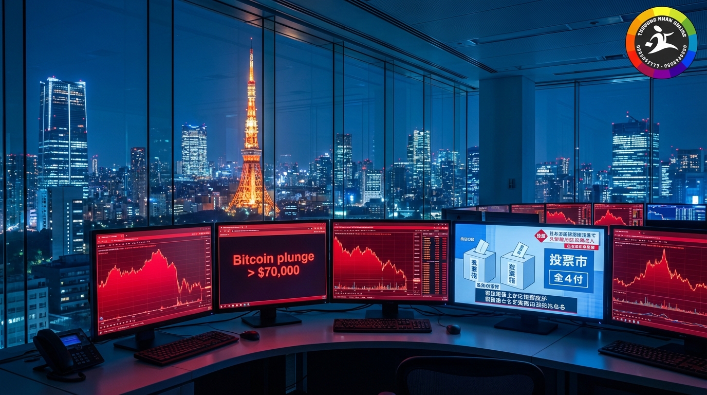 Biểu đồ giá Bitcoin giảm sâu do ảnh hưởng từ Nhật Bản