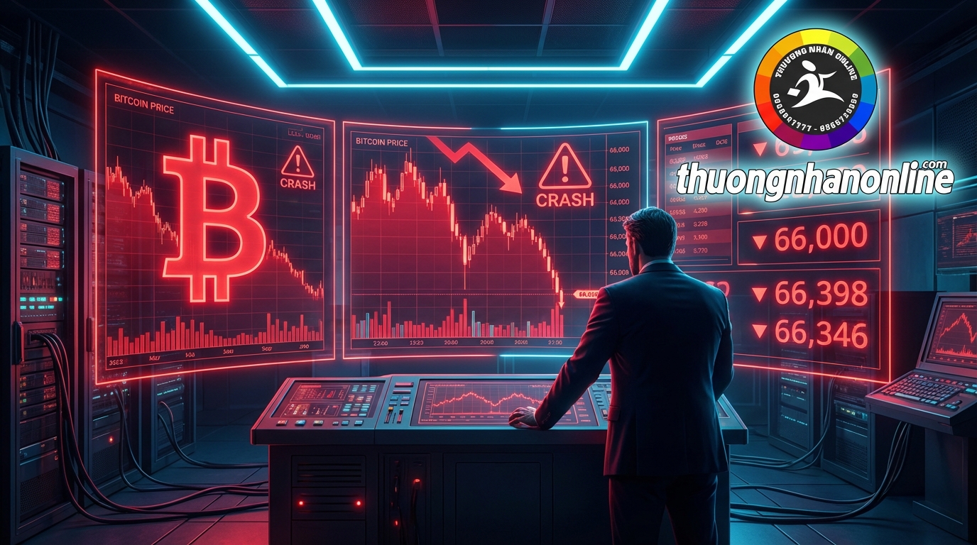 Biểu đồ giá Bitcoin giảm sâu ngày 12/02/2026