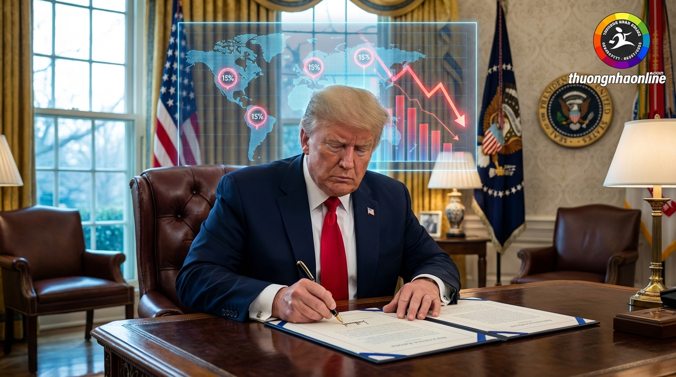Donald Trump áp thuế quan 15% toàn cầu