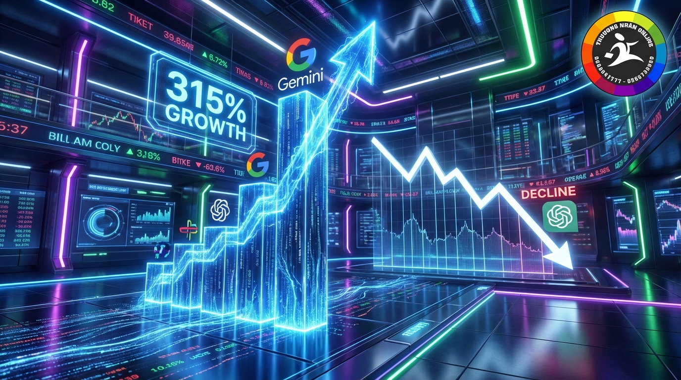 Thống kê thị phần AI giữa ChatGPT và Gemini