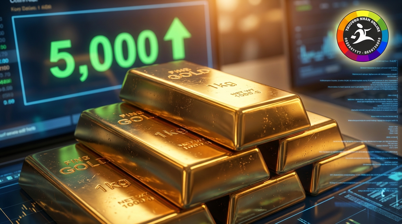 Giá vàng thế giới đạt mốc 5000 USD per ounce