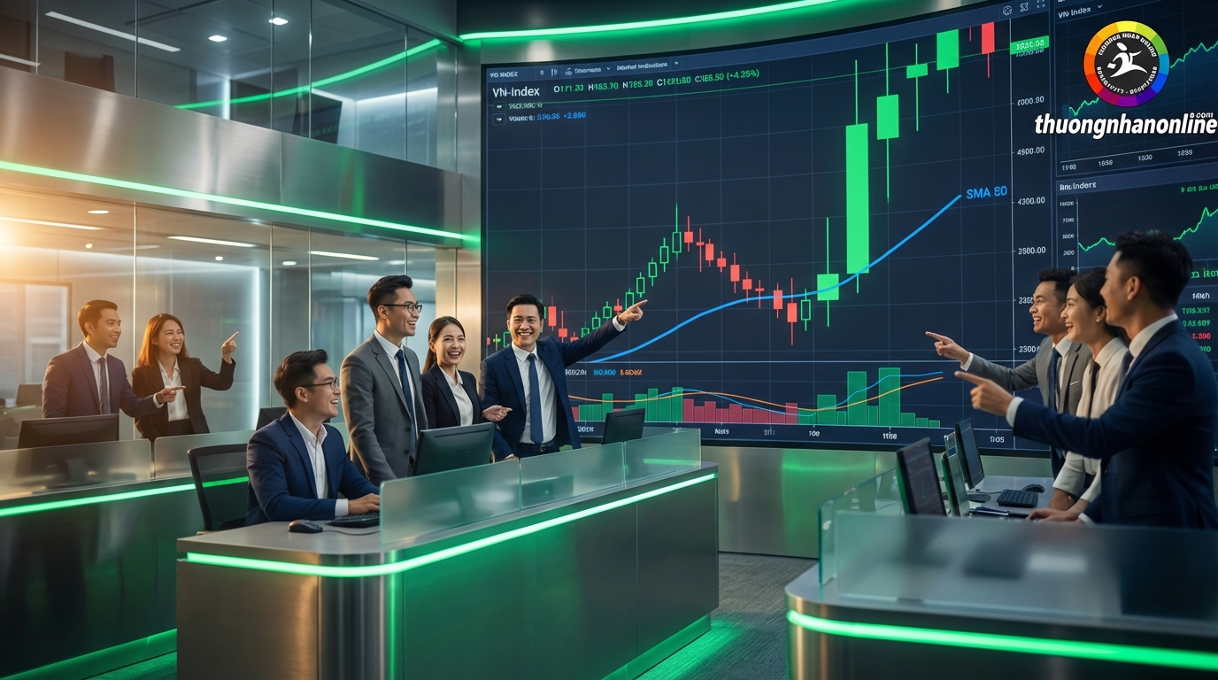 VN-Index hồi phục mạnh mẽ vượt SMA 50 ngày