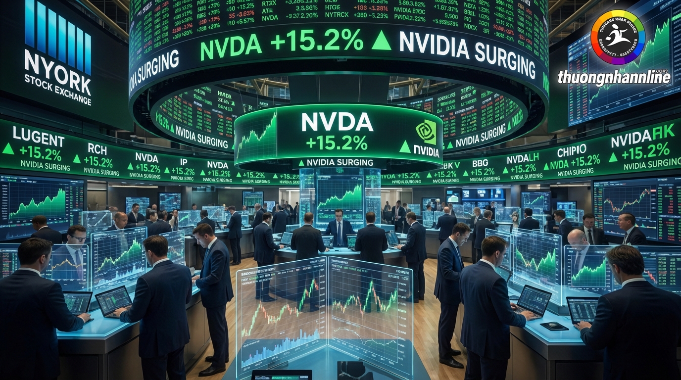 Chứng khoán Mỹ tăng điểm mạnh nhờ cổ phiếu Nvidia
