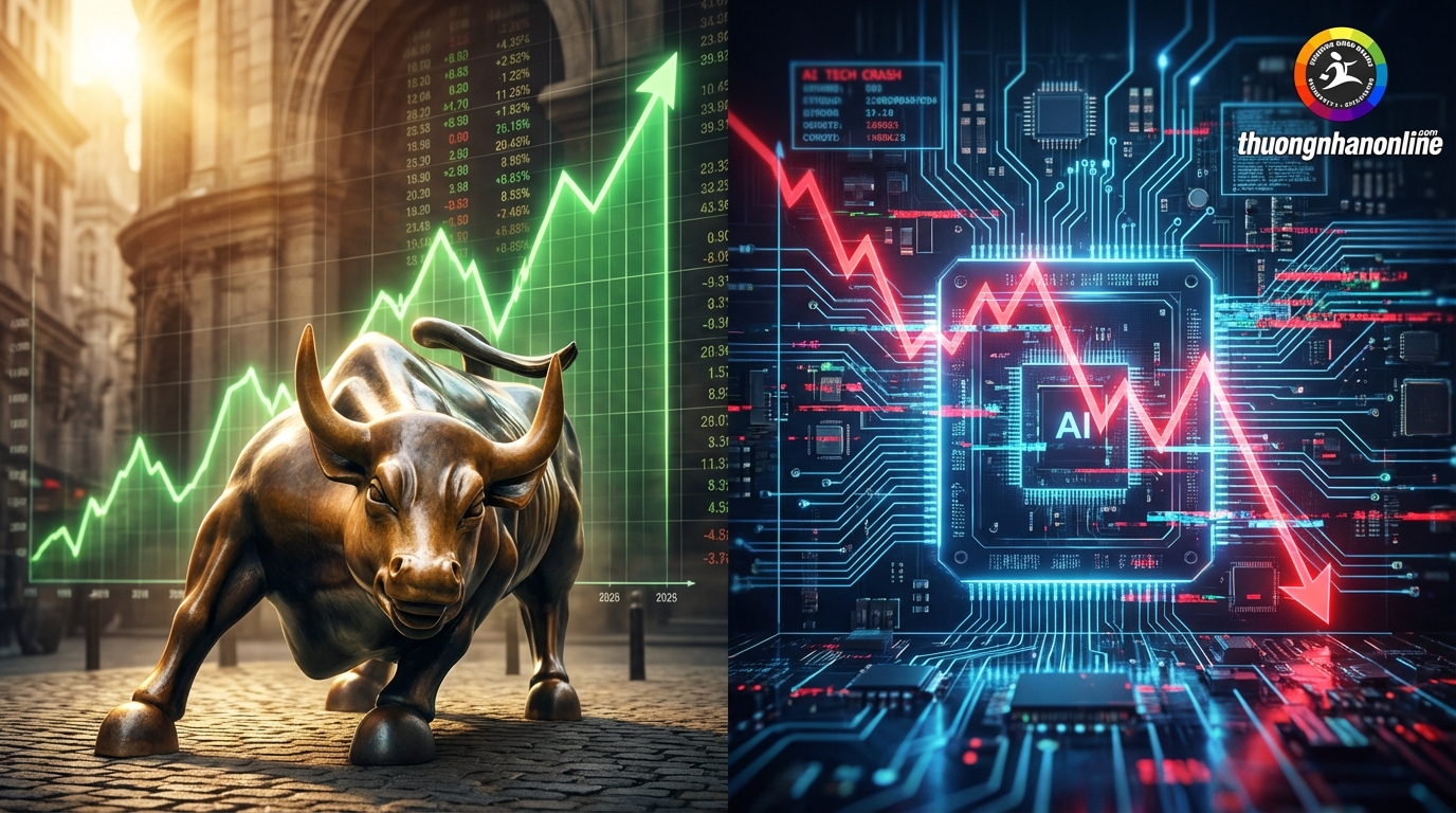 Thị trường chứng khoán Mỹ phân cực giữa Dow Jones và công nghệ AI