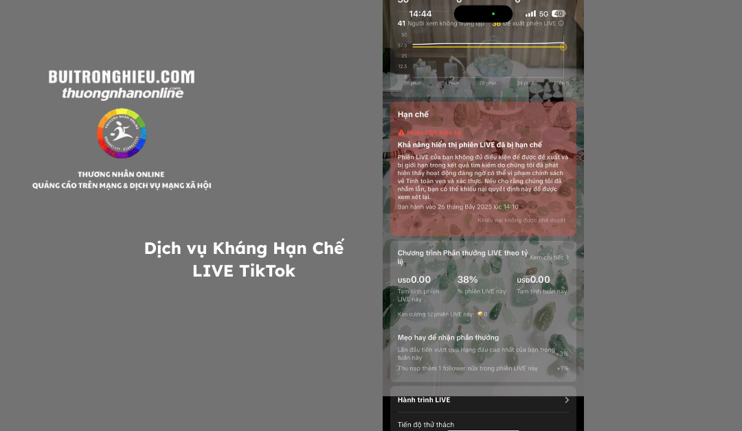 dịch vụ kháng live tiktok bị hạn chế