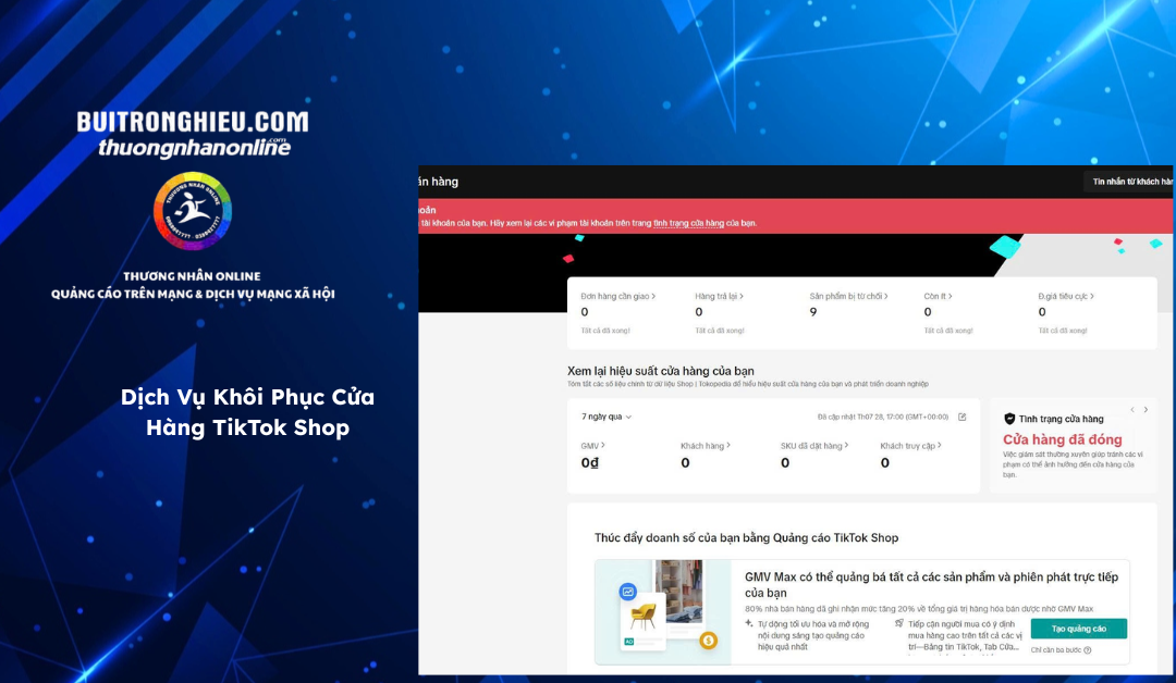 dịch vụ khôi phục cửa hàng TikTok Shop