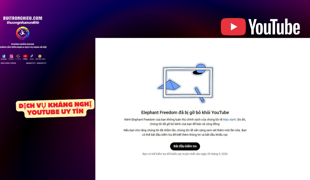dịch vụ kháng nghị youtube