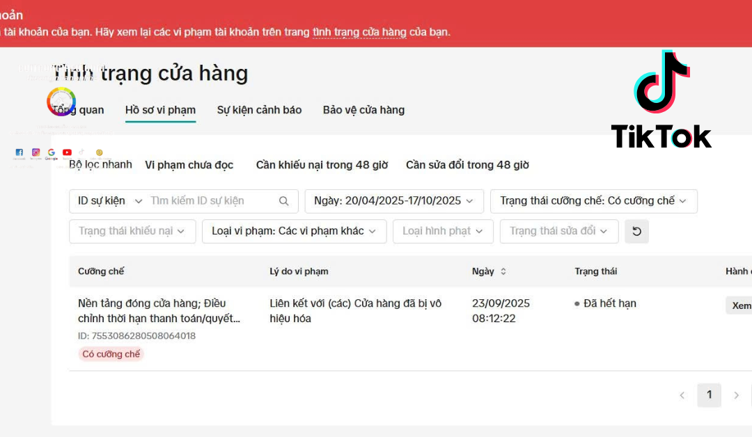 mở khóa tiktok shop bị vô hiệu hóa