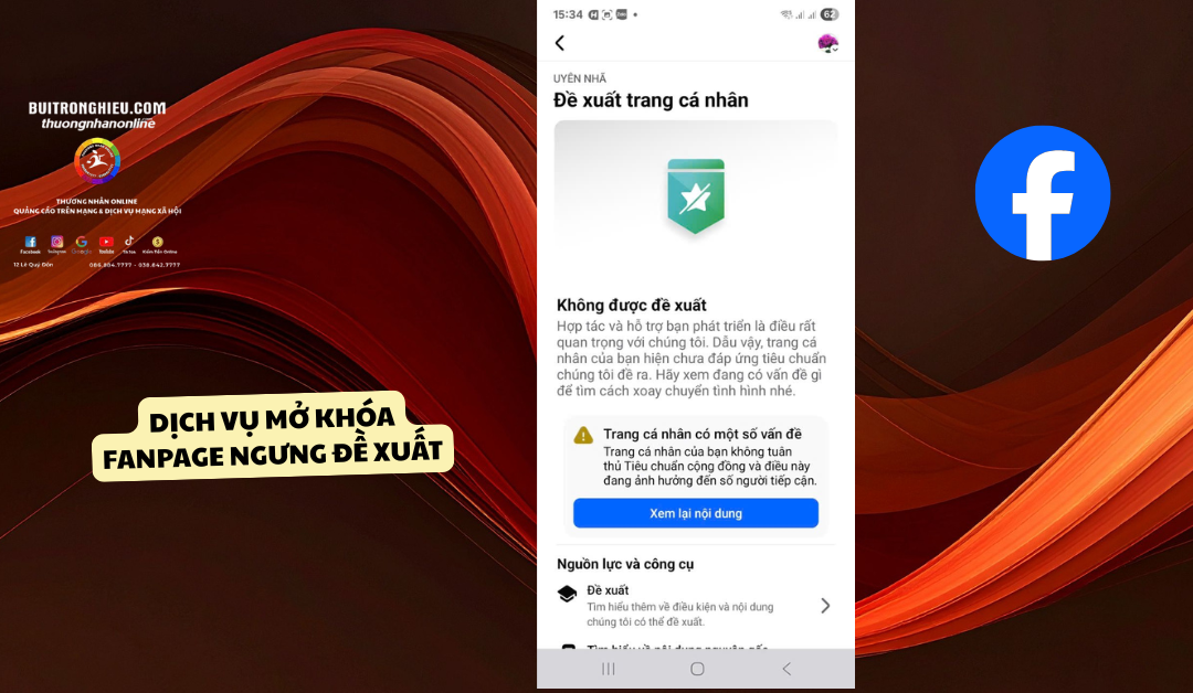 Dịch vụ mở khóa fanpage ngưng đề xuất uy tín