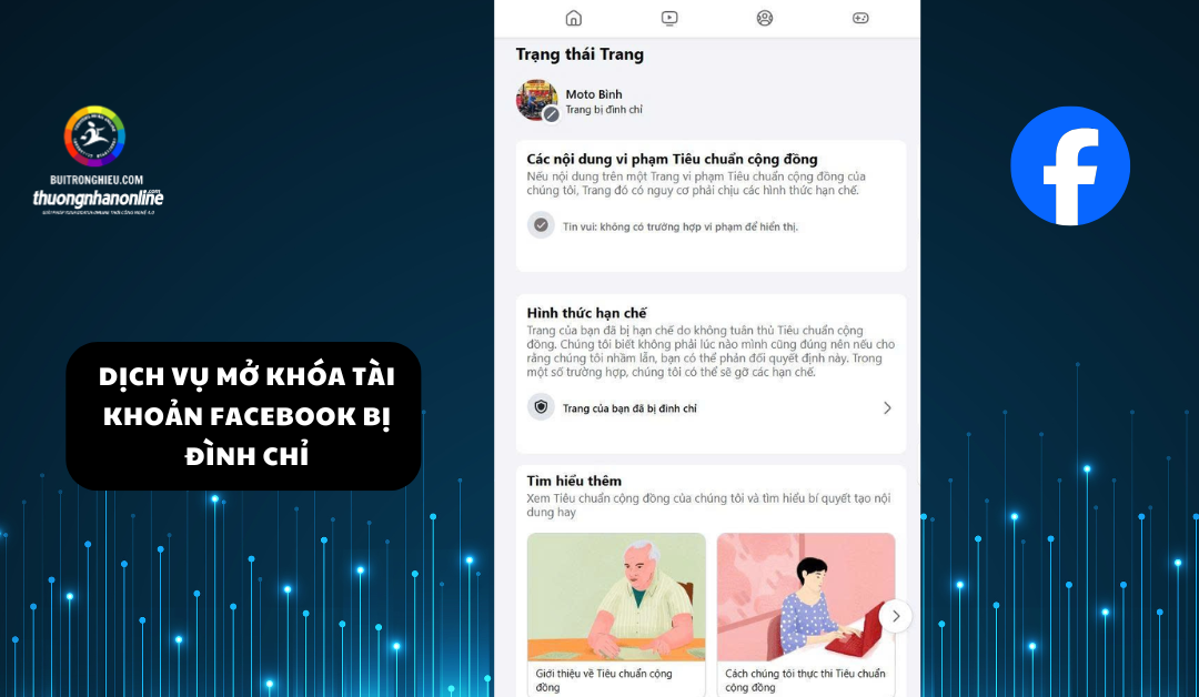 dịch vụ mở khóa tài khoản Facebook bị đình chỉ uy tín
